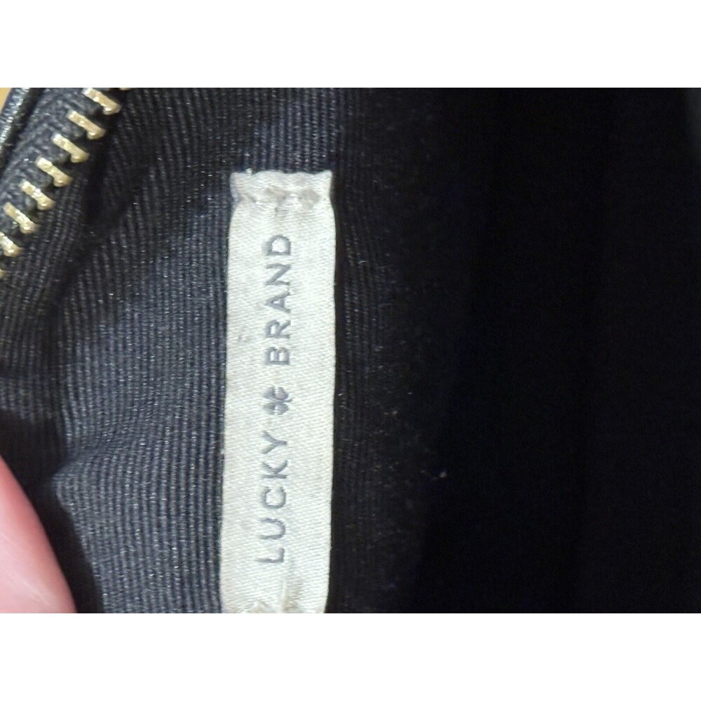 Lucky Brand Black Leather Pebbles Crossbody Bag Foldover Wallet Purse Distressed - Picture 9 of 16